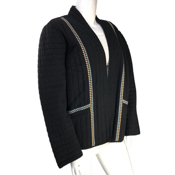 J Jill Pure Elements Womens Plus Size 2X Jacket Seersucker Open Pockets Black - Picture 10 of 16